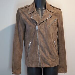 Selected Homme Tan Suede Biker Jacket